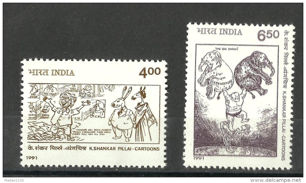 INDIA, 1991, Keshav Shankar Pillai ( Cartoonist ), Padma Vibhushan"  Cartoonist, Cartoon Of Elephant, Art,MNH, (**) - Neufs