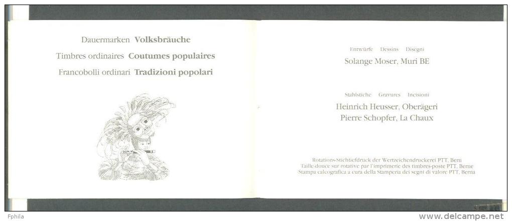 1977 SWITZERLAND FOLKLORE SET IN BLOCK OF 4 MICHEL: 1100-1108 SPECIAL FOLDER - Ongebruikt