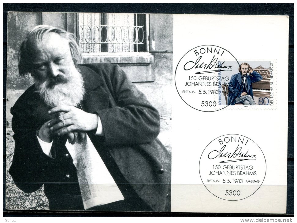 Germany 1983 Maximumkarte ,MC Musik  Mi.Nr.1177 "150.Geb. Von Johannes Brahms,Komponist " 1 MC Used - Musik