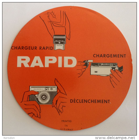 AGFA - 1 Panneau Publicitaire Rond Recto Verso - Made In Germany - TRES RARE - Supplies And Equipment