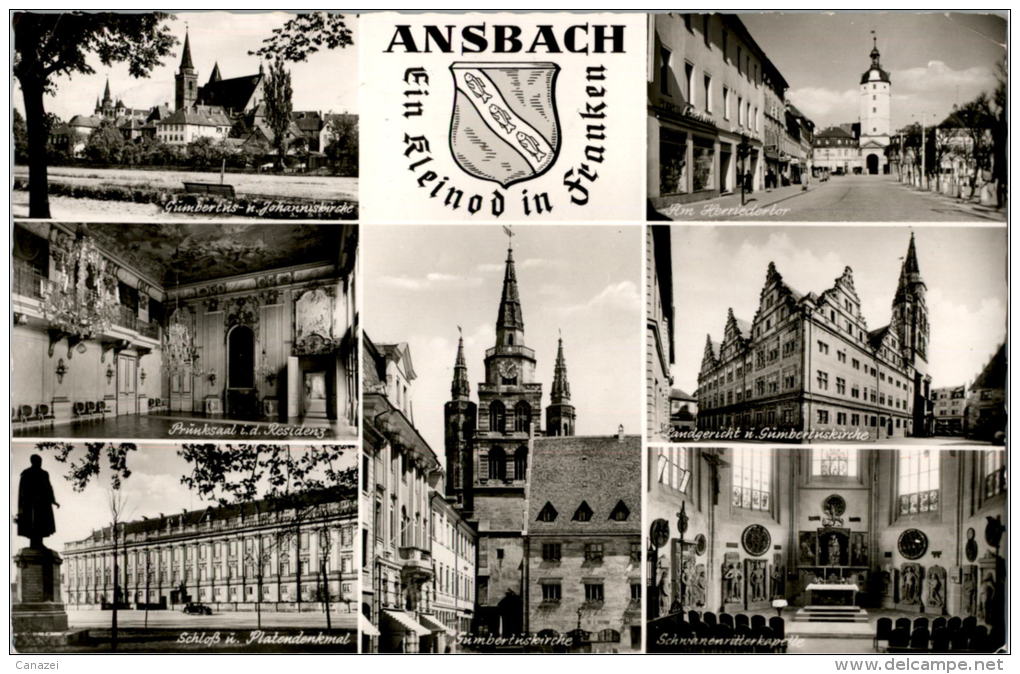 AK Ansbach, Landgericht, Gumbertuskirche, Gel 1961 - Ansbach