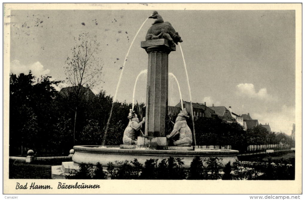 AK Bad Hamm, Bärenbrunnen, Gel 1954 - Hamm