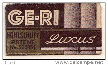 RAZOR BLADE RASIERKLINGE GE-RI LUXUS HOHLSCHLIFF PATENT No.525151 - Razor Blades