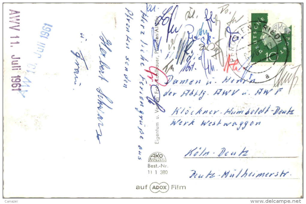 AK Pfronten, Falkenstein, Weißensee, Breitenbergbahn, Ostlerhütte, Gel 1961 - Pfronten