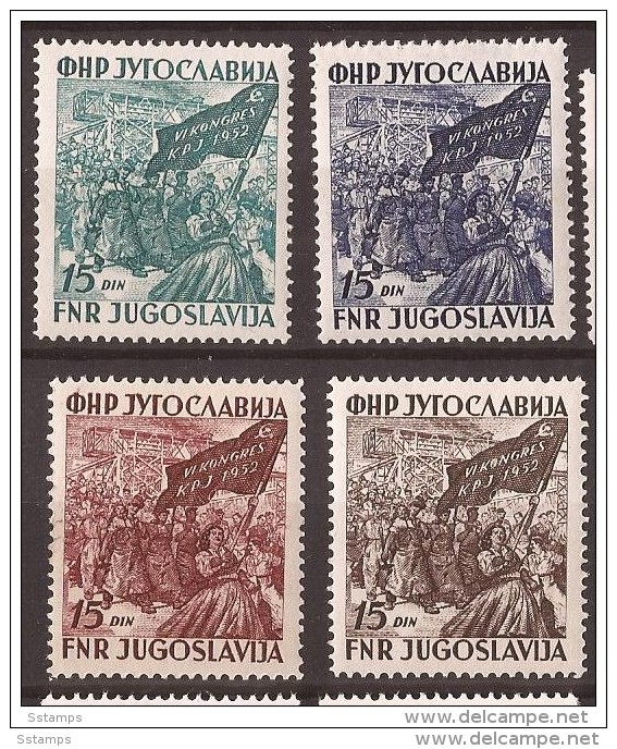 1952  X  708-11   JUGOSLAVIJA  VI KONGRES DER KOMUNISTISCHEN PARTEI ZAGREB CROAZIA   MNH - Neufs