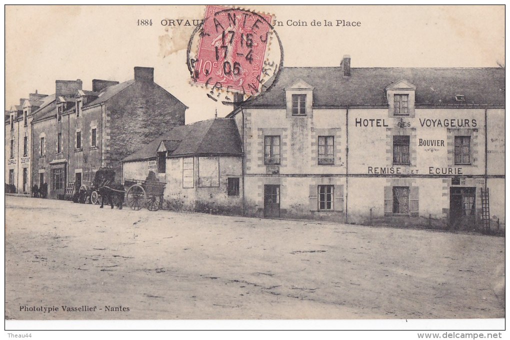 ¤¤  -   1884   -   ORVAULT    -   Un Coin De La Place  -  Hotel Des Voyageurs " Bouvier "     -  ¤¤ - Orvault