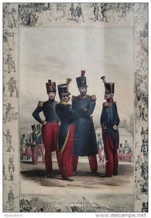 Gravure Originale ARMEE FRANCAISE INFANTERIE 1830  " L'Infanterie Est La Nation Des Camps " - Uniform