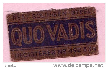 RAZOR BLADE RASIERKLINGE QUO VADIS SOLINGENSTEEL REGISTERED No.492534 - Rasierklingen