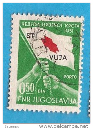 1951 X  MHN-3 TRIESTE B JUGOSLAVIJA ITALIJA SLOVENIJA CROCE ROSSA BANDIERA OVERPRINT GARANZIA RARO-BELLO USED - Oblitérés