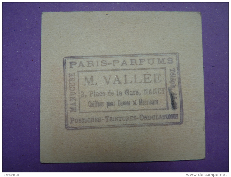 CARTE PARFUMÉE - ROGER GALLET - FEU-FOLLET - Tampon Au Dos : PARIS PARFUMS M. VALLEE à NANCY - - Vintage (until 1960)
