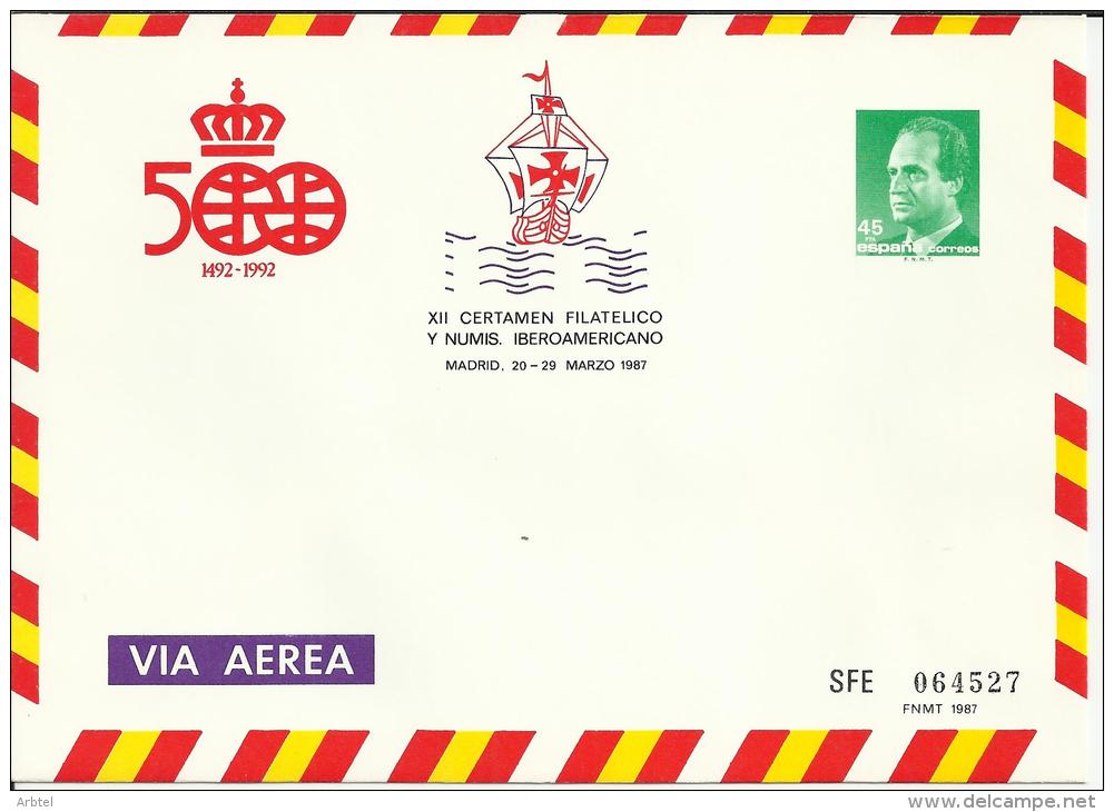 ENTERO POSTAL  CARABELA COLON NAVEGACION BARCO VELA - Cristoforo Colombo