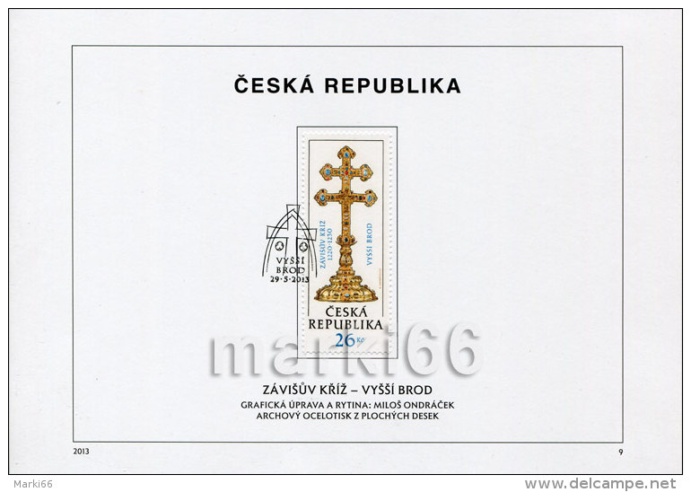 Czech Republic - 2013 - Zavisuv Cross From Vyssi Brod - FDS (first Day Sheet) - Briefe U. Dokumente
