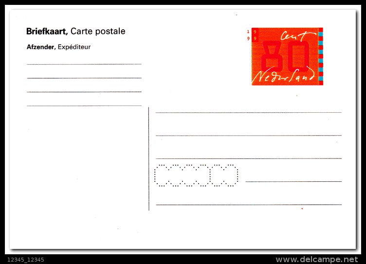 Nederland 1999 Briefkaart 80ct. - Postal Stationery