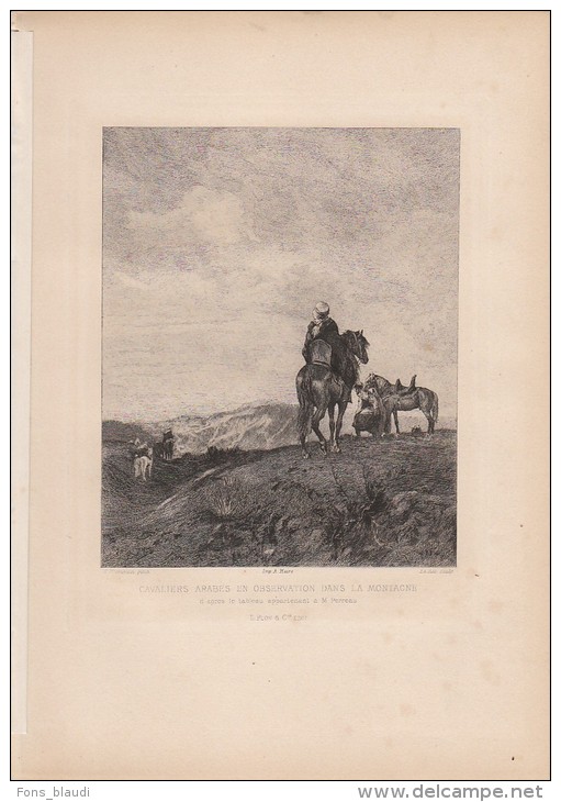 Cavalier Arabe En Observation Dans La Montagne - Eau-forte De Le Rat D´après Un Tableau De Eugène FROMENTIN 1879 - Estampes & Gravures