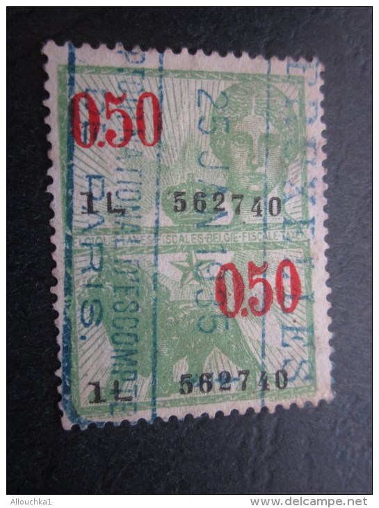 Timbre  Fiscal  Fiscale Fiscaux  Taxe Tax 0 Franc 50 Belgique Belgie 25 Janvier 1935 - Marken