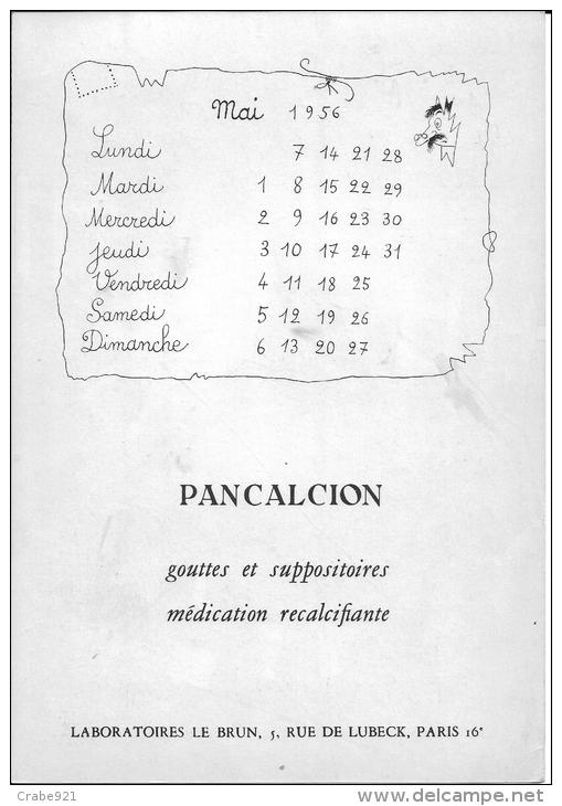 DUBOUT CALENDRIER MOIS DE MAI 1956 GRAVURE DE 17 CM X 23 CM  PUBLICITE LABORATOIRES LE BRUN 5 RUELUBECK PARIS 16 ° - Dubout