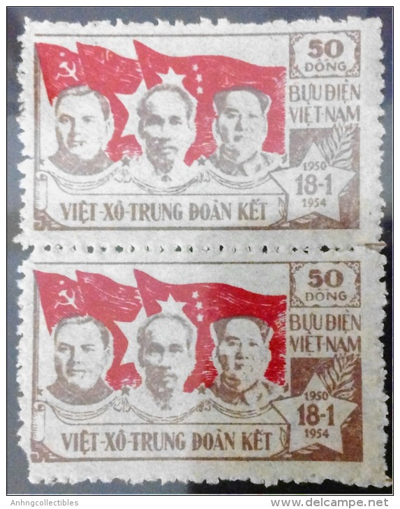 North Vietnam Varieties: Leader Mao, Ho Chi Minh And Russian - Error Rare Missing Color And Fine - Mao Tse-Tung