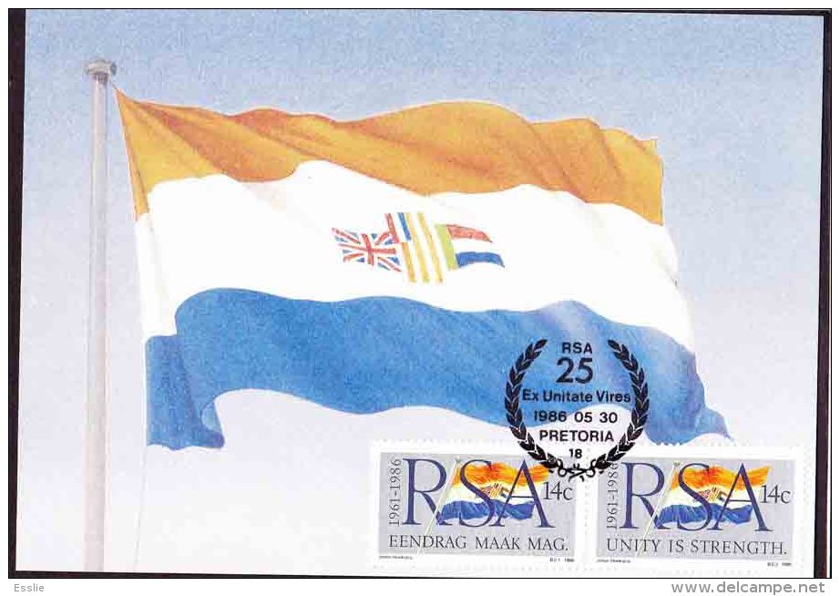 South Africa -1986 - 25th Anniversary Of RSA, Flag - Maximum Card / Postcard - Afrique Du Sud