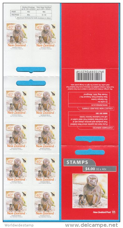 New Zealand Stamp Booklet: 2004 Monkey Hamadryas Baboon $4.00 NZ137003 - Booklets