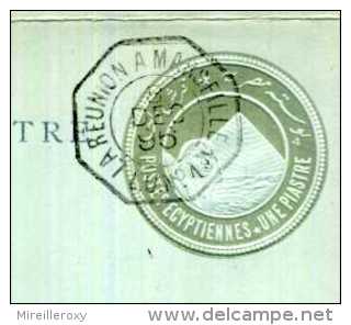 OBLITERATION MARITIME NAVALE / SUR ENTIER POSTAL / EGYPTE / LA REUNION A MARSEILLE N° 1 /  1896 - Maritime Post