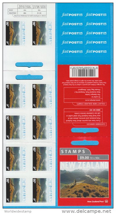 New Zealand Stamp Booklet: 2001 Tourist Attraction 90c Sightseers On Mt. Alfred $9.00 NZ137013 - Postzegelboekjes