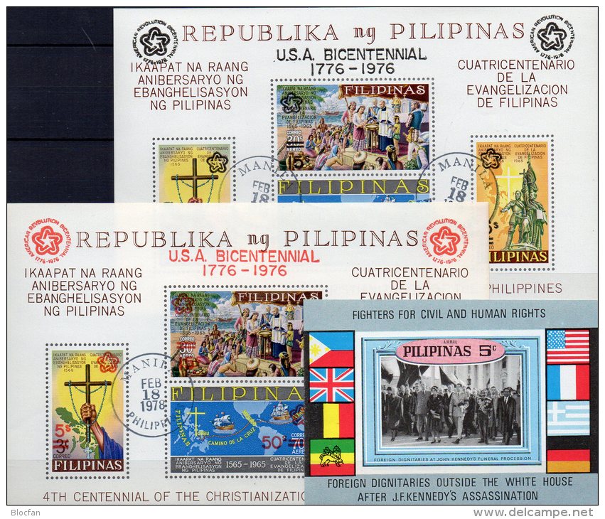 Kennedy 1968 Philippinen Block I ** Plus Bl.9 A+b O 17€ Blocchi Hb Mission M/s Overprint Bloc History Sheet Bf Pilipinas - Lots & Kiloware (mixtures) - Max. 999 Stamps