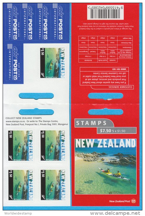New Zealand Stamp Booklet: 2001 Tourist Attraction $1.50 Kayakers In Abel Tasman National Park $7.50 NZ137014 - Booklets