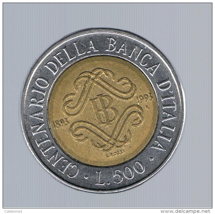 ITALIA - ITALY = 500 Liras 1993 KM160 - Centenari De La Banca - Conmemorativas