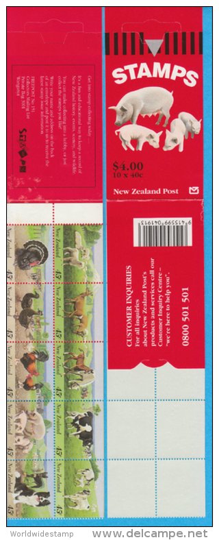 New Zealand Stamp Booklet: 1995 Farm Animals, $4.50 NZ137022 - Carnets