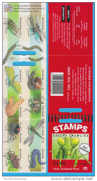 New Zealand Stamp Booklet: 1997 Creepy Crawlies Insect, $4.00 NZ137023 - Markenheftchen