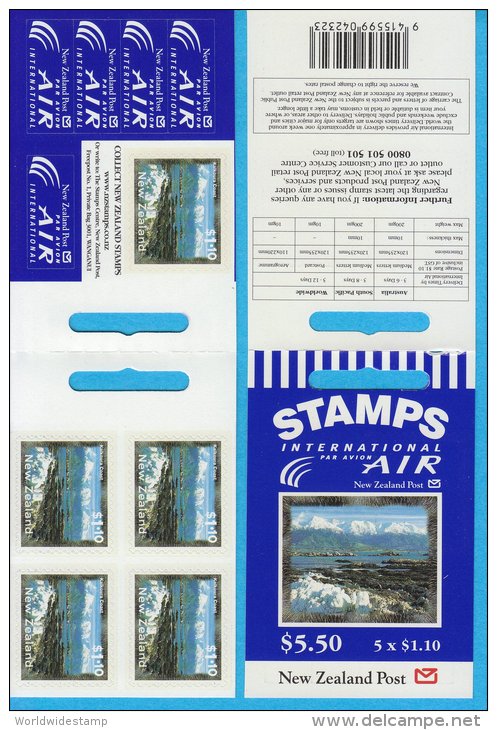 New Zealand Stamp Booklet: Scenic Coastlines $1.10 Kaikoura Coast, $5.50, NZ137028 - Markenheftchen