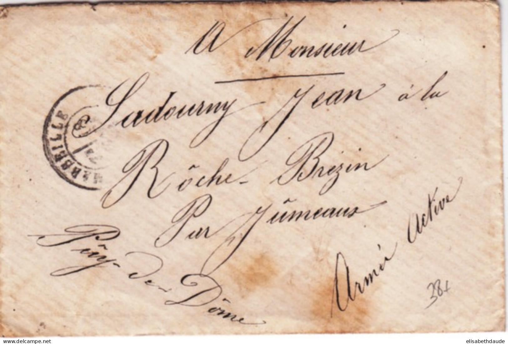 1871 ? - ENVELOPPE En FRANCHISE De MARSEILLE Pour ROCHE BREZIN Par JUMEAUX (ARMEE D'ACTIVE) - Army Postmarks (before 1900)