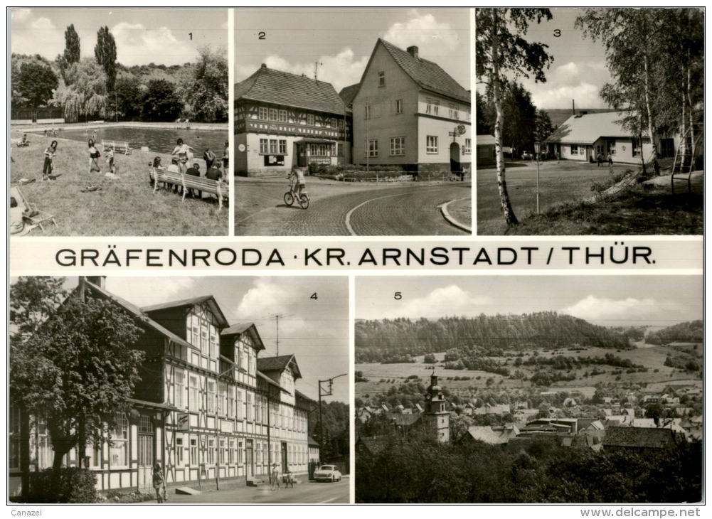 AK Gräfenroda, Kr. Arnstadt, Schwimmbad, Rat Der Gemeinde, Gel 1977 - Arnstadt
