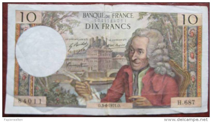 Dix 10 Francs 3.6.1971 (WPM 147d) - 10 F 1963-1973 ''Voltaire''