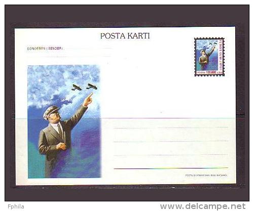 1997 TURKEY ATATURK & AIRPLANES ILLUSTRATION POSTCARD - Entiers Postaux