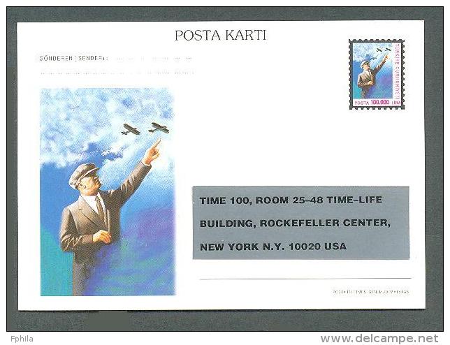 1997 TURKEY ATATURK & AIRPLANES ILLUSTRATION POSTCARD - Postal Stationery