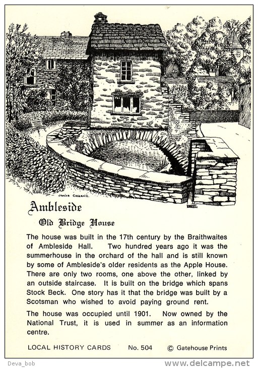 Local History Card : OLD VILLAGE HOUSE AMBLESIDE Cumberland - Ambleside
