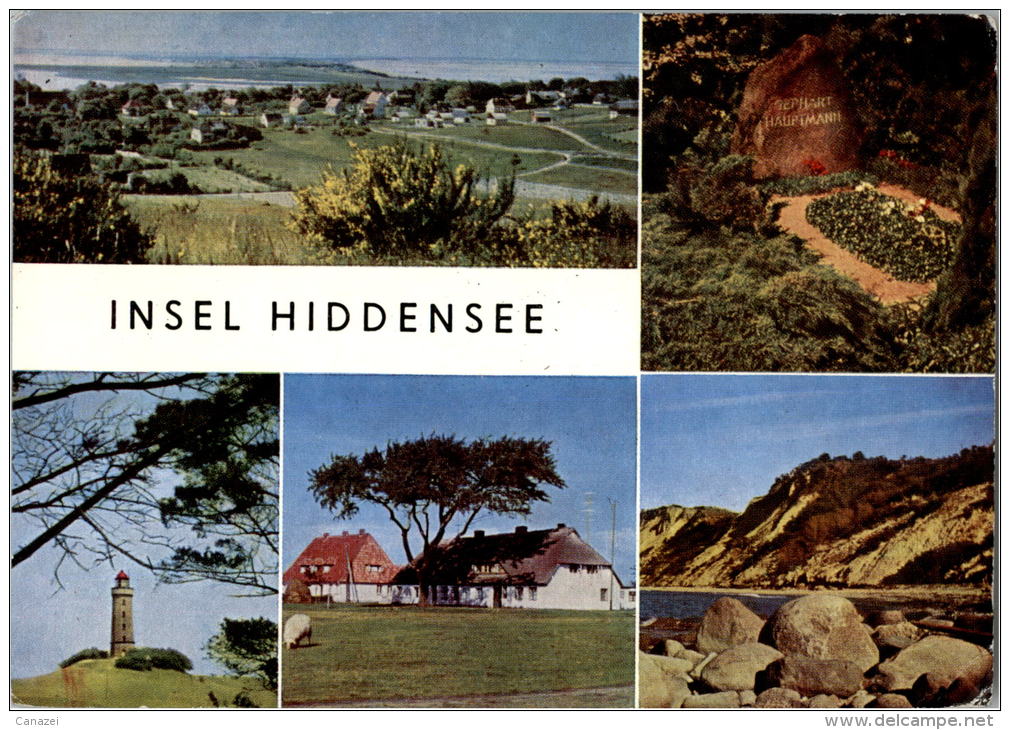 AK Hiddensee, Dornbusch, Grabstätte Gerhart Hauptmann, Gel 1976 - Hiddensee