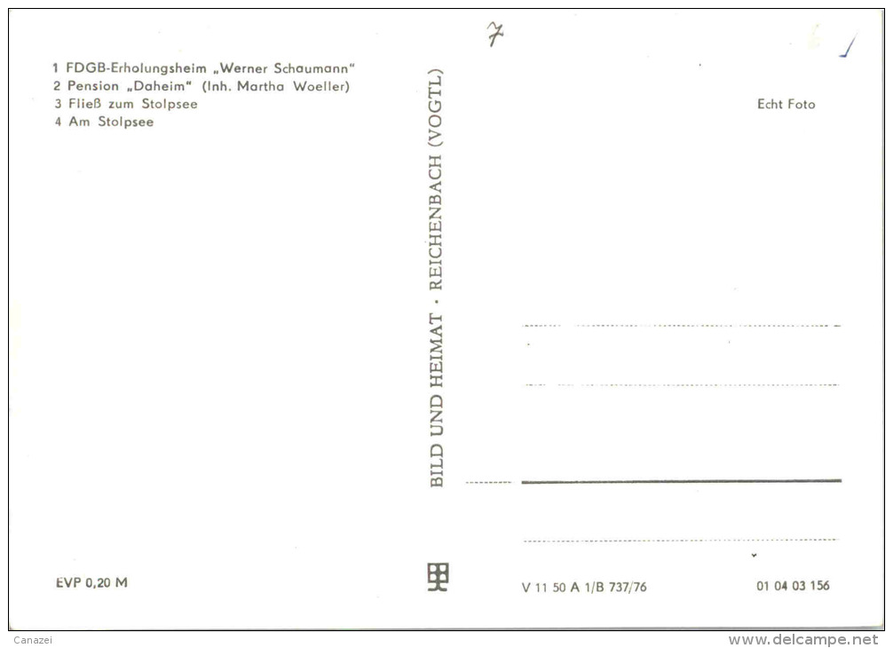 AK Himmelpfort / Kr. Gransee, FDGB-Heim W. Schaumann, Pension Daheim, Ung, 1976 - Gransee