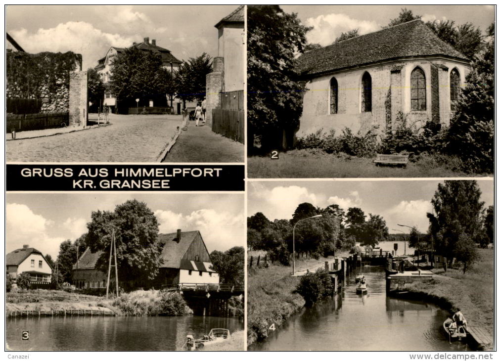 AK Himmelpfort / Kr. Gransee, Kirche, Kanal, Schleuse, Gel, 1975 - Gransee