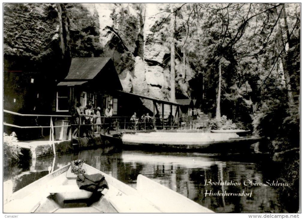 AK Hinterhermsdorf, Obere Schleusen-Klamm, Kähne, Gel 1972 - Hinterhermsdorf