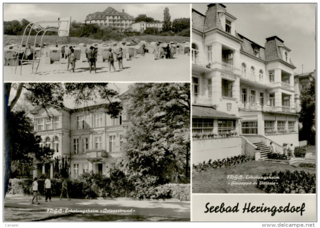 AK Heringsdorf, FDGB-Heime Ostseestrand Und Guiseppe Di Vittorio, Gel, 1975 - Usedom