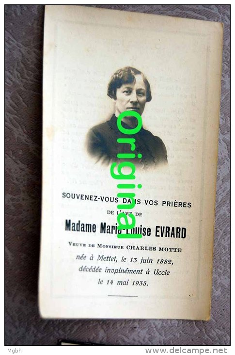 Marie-louise Evrard, ép Charles Motte, Née Mettet 1882, Uccle 1935 - Mettet