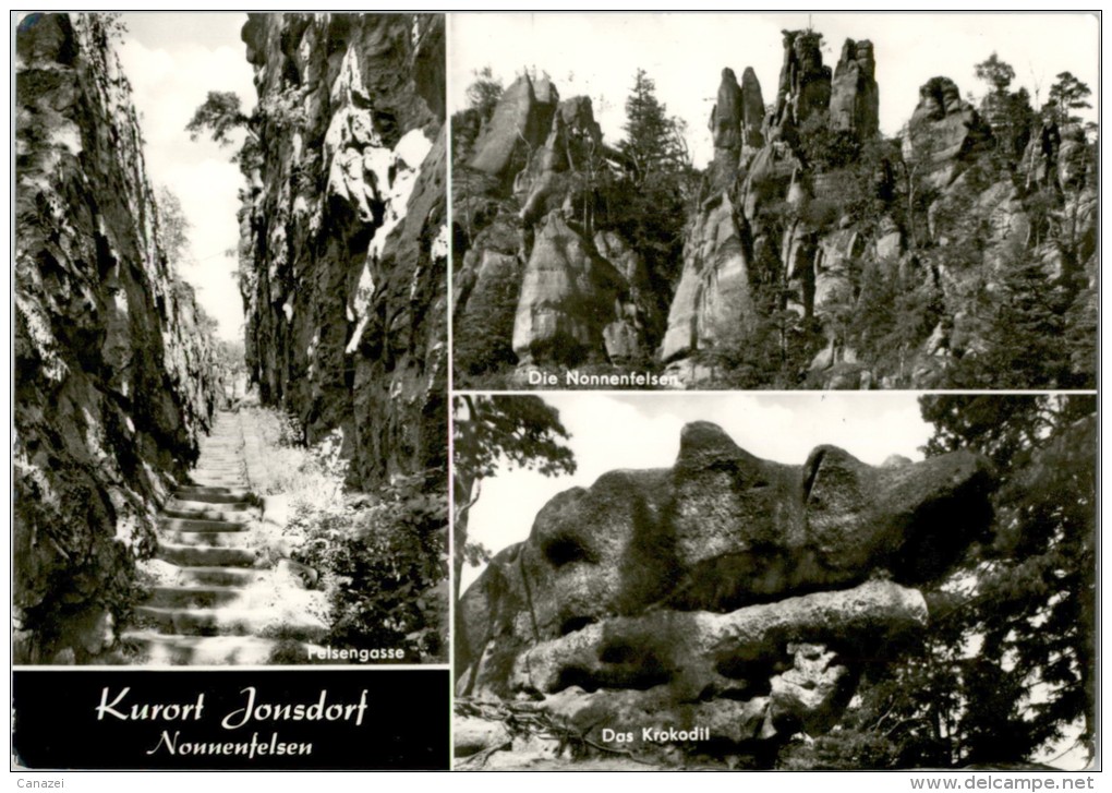 AK Jonsdorf, Nonnenfelsen, Krokodil, Felsengasse, Gel, 1974 - Jonsdorf