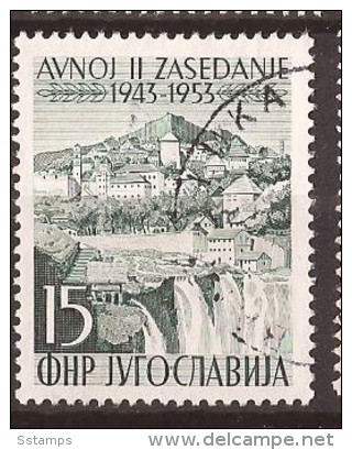 1953 X  735-37   JUGOSLAVIJA  TITO II SITZUNG AVNOJ BOSNIA CASCADE JAJCE USED - Used Stamps