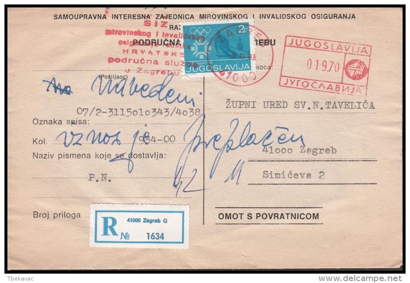 Yugoslavia 1983, Registred Official Cover - Lettres & Documents