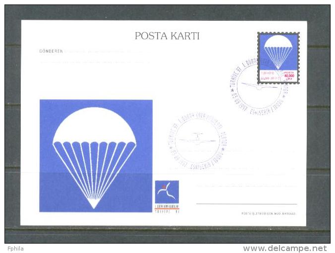 1997 TURKEY 1ST WORLD AIR GAMES PARACHUTE ILLUSTRATION - GLIDER POSTCARD - Postal Stationery