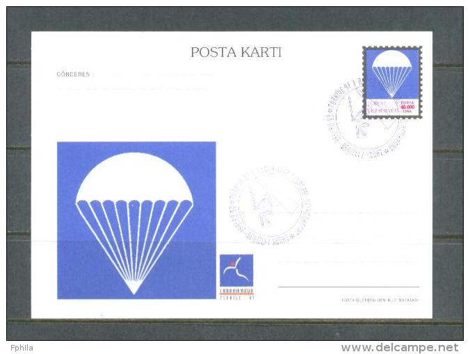 1997 TURKEY 1ST WORLD AIR GAMES PARACHUTE ILLUSTRATION - DELTA WING POSTCARD - Postal Stationery