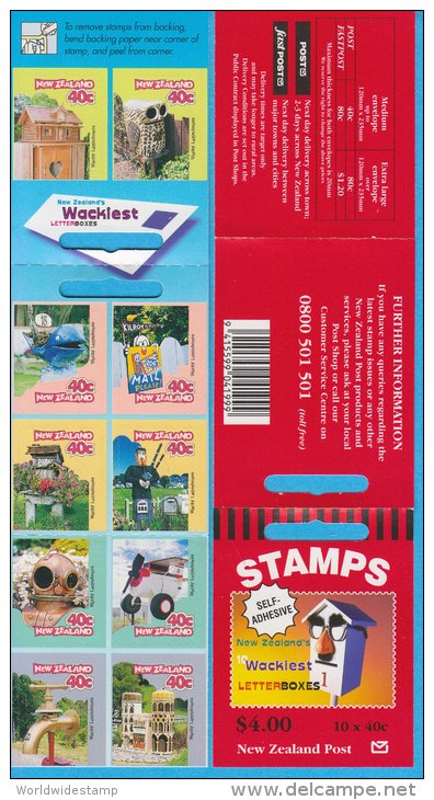 New Zealand Stamp Booklet: 1997 Wacklest Letterboxes, $4.00, NZ137044 - Booklets