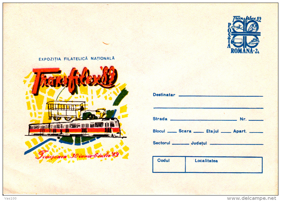 TRAM, TRAMWAYS, URBAN TRANSPORTATION, COVER STATIONERY, ENTIERE POSTAUX, 1989, ROMANIA - Tramways